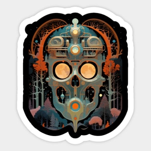 Halloween Day of the Dead Robot Sugar Skull Sticker